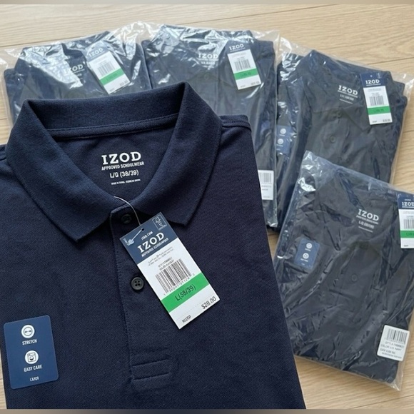 NWT IZOD Approved Schoolwear Long Sleeve Polo (Set of 5) - Navy L(38/39) - Picture 7 of 7